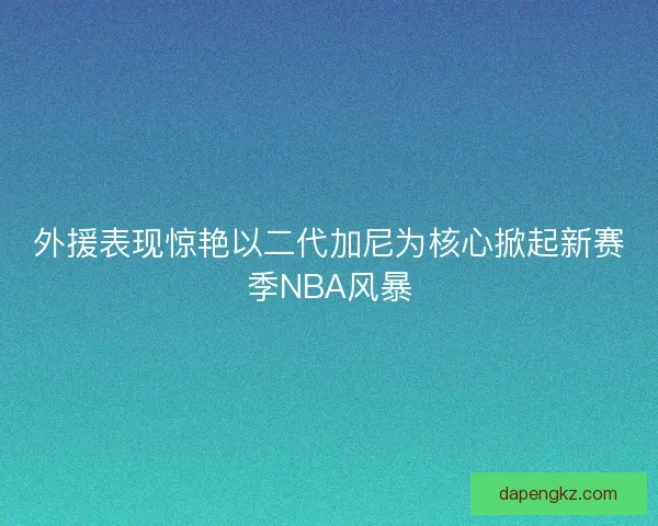 外援表现惊艳以二代加尼为核心掀起新赛季NBA风暴